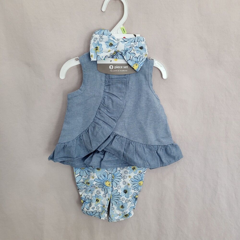 3 Piece Set Baby  Outfit And Headband 3 Months Baby Starters NWT shower gift
